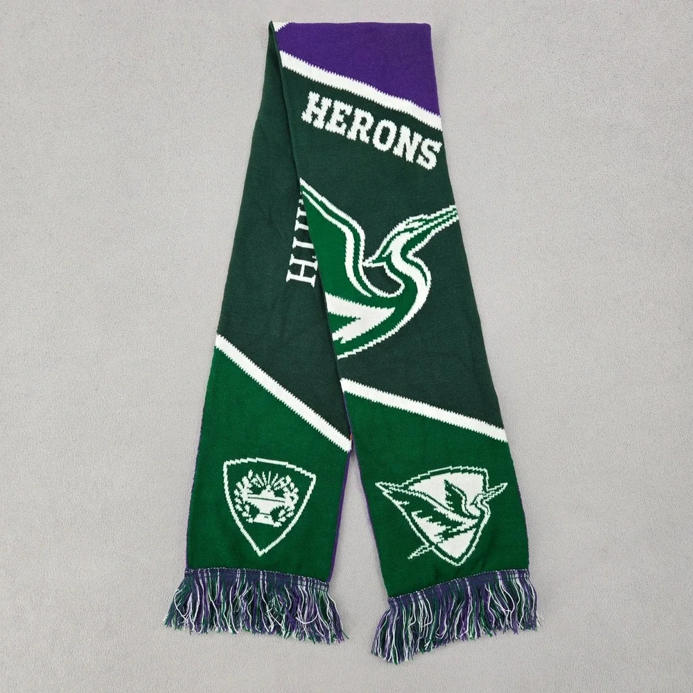 Hobart and William Smith Colleges OS Knit Scarf Green Purple Herons Statesmen